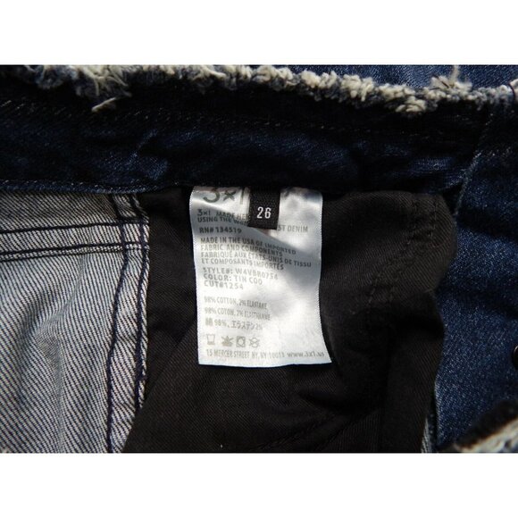 26 3x1 NYC Women's TIN COO W4 Raw Edge Shelter Distressed Waist & Hem Crop Jeans - Picture 11 of 11